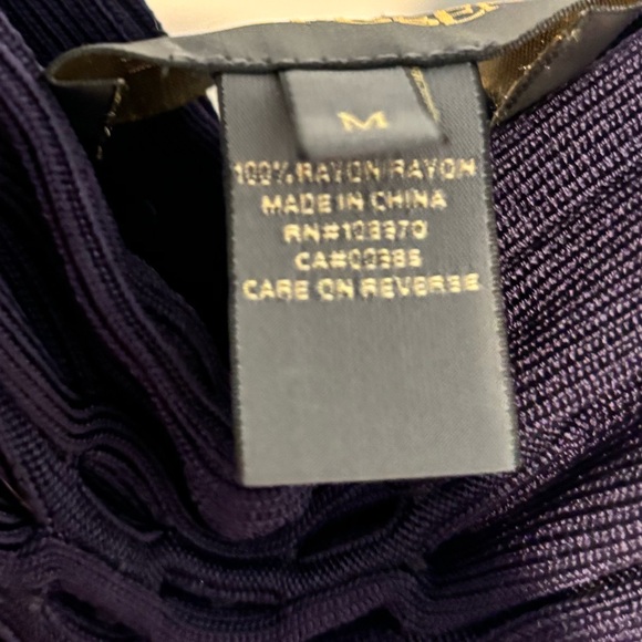 Saks Fifth Avenue Quito Gracie Indigo Synched Waist Midi Dress Size Medium Vneck - Picture 4 of 10